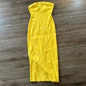 HERA collection knit tube dress long midi yellow slim bodycon outfit S size